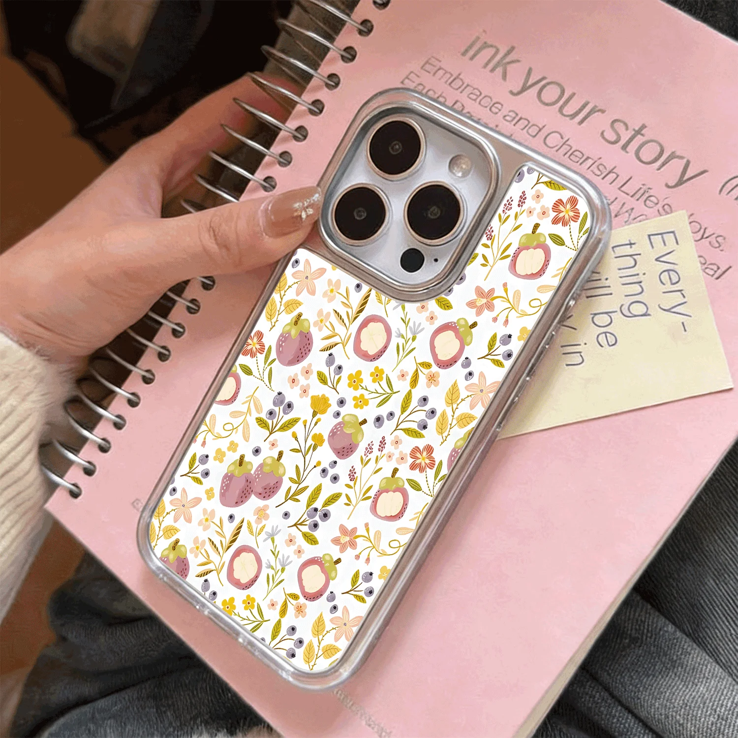 

Premium Silver Matte Phone Case for iPhone 17 Air 16 15 Pro Max 14 Plus 13 12 11 Luxury Male Female Camera Protection Cute Fruit