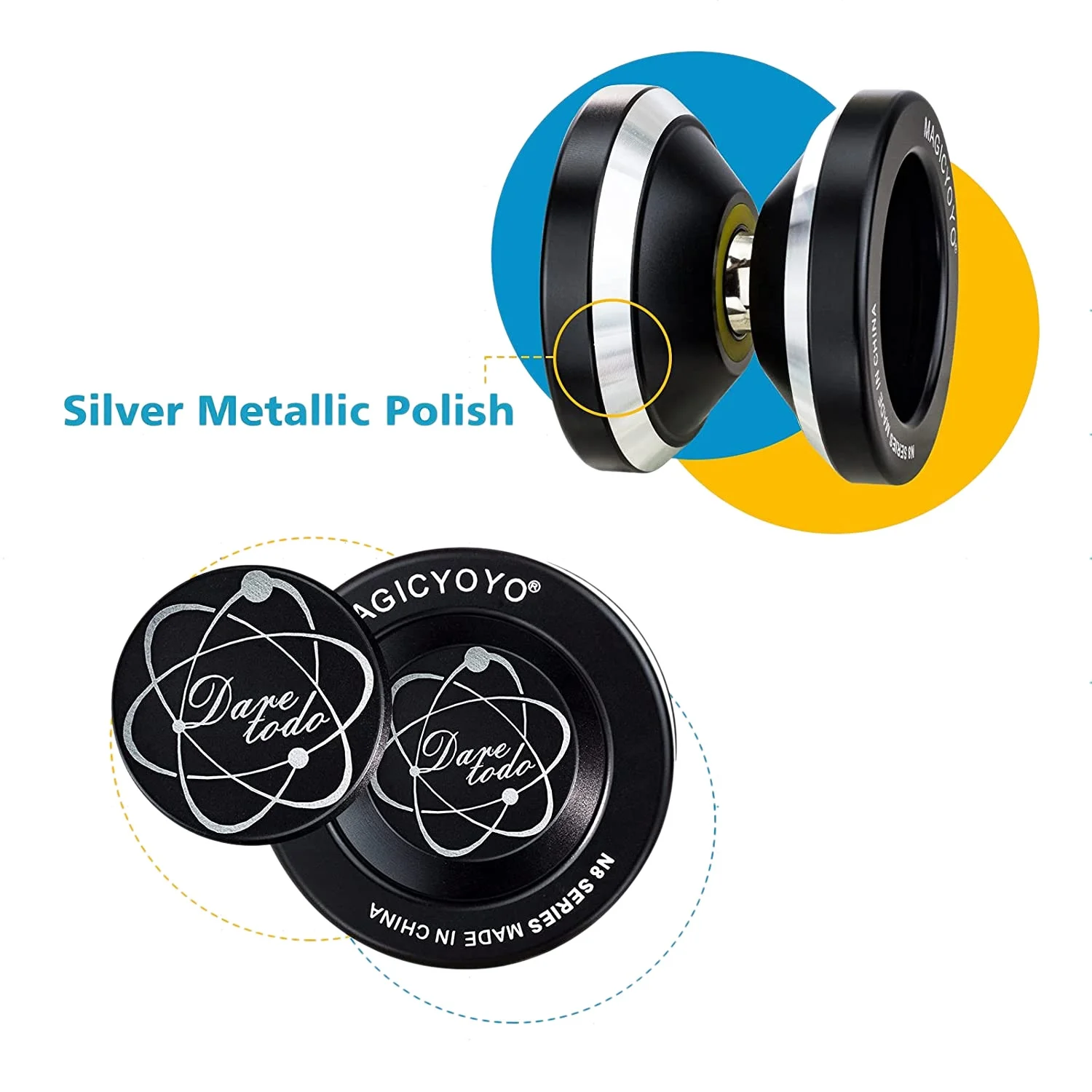 MAGICYOYO-Yoyo Yoyo para adultos, Yoyo de metal subdimensionado para crianças, bônus 5, cordas, saco Yoyo, N8