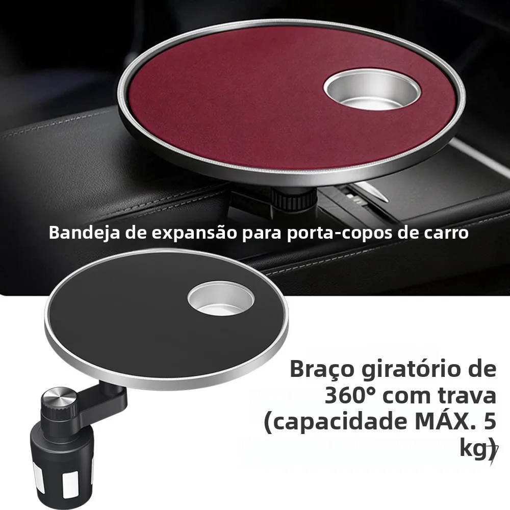 Suporte Multifuncional para Copos de Carro com Bandeja Extensível - Organizador Interno Automotivo para Armazenamento e Refeições no Interior do Veículo