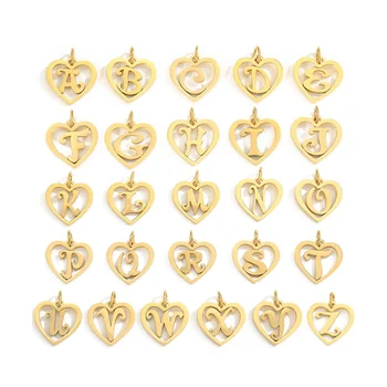 Herz Brief Charms ausgehöhlte Muster Edelstahl Charms wasserdicht trend igen Schmuck DIY Paar Geschenk Geburtstag Schmuck machen