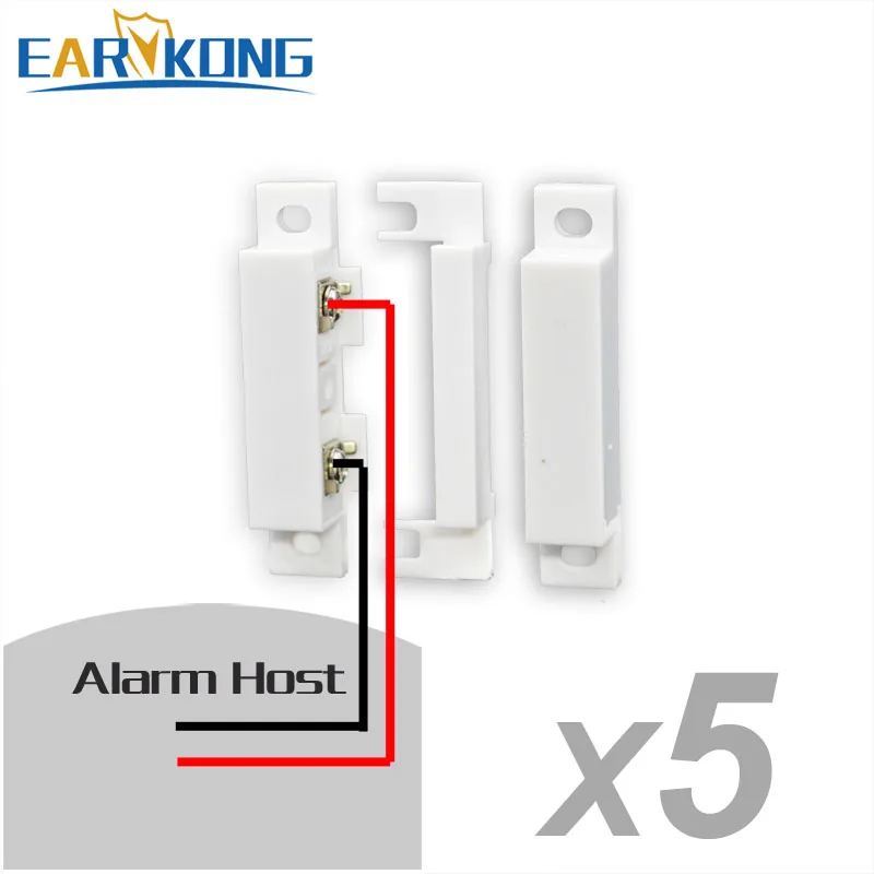 Detector de janela e porta com fio, sensor de porta aberto 5 peças inclui estável do que sem fio para casa sistema de alarme gsm