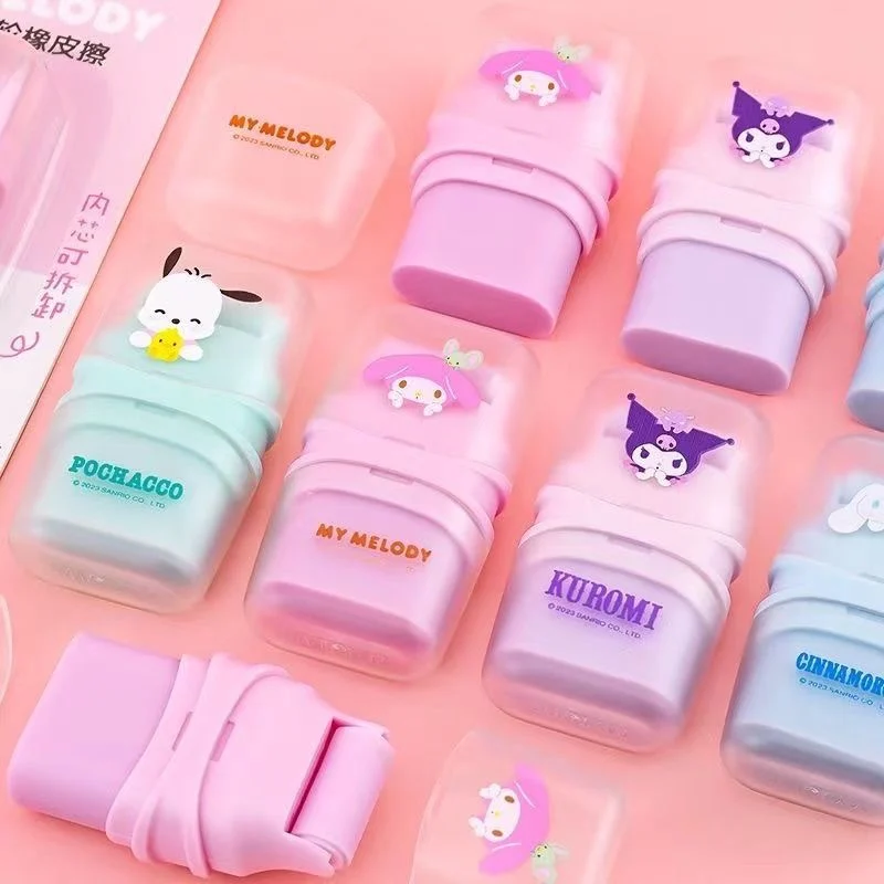 Sanrio Creative Roller Eraser Children Cartoon Melody Kuromi Pencil No Traces Eraser Student Learning Stationery Cleaning Gifts