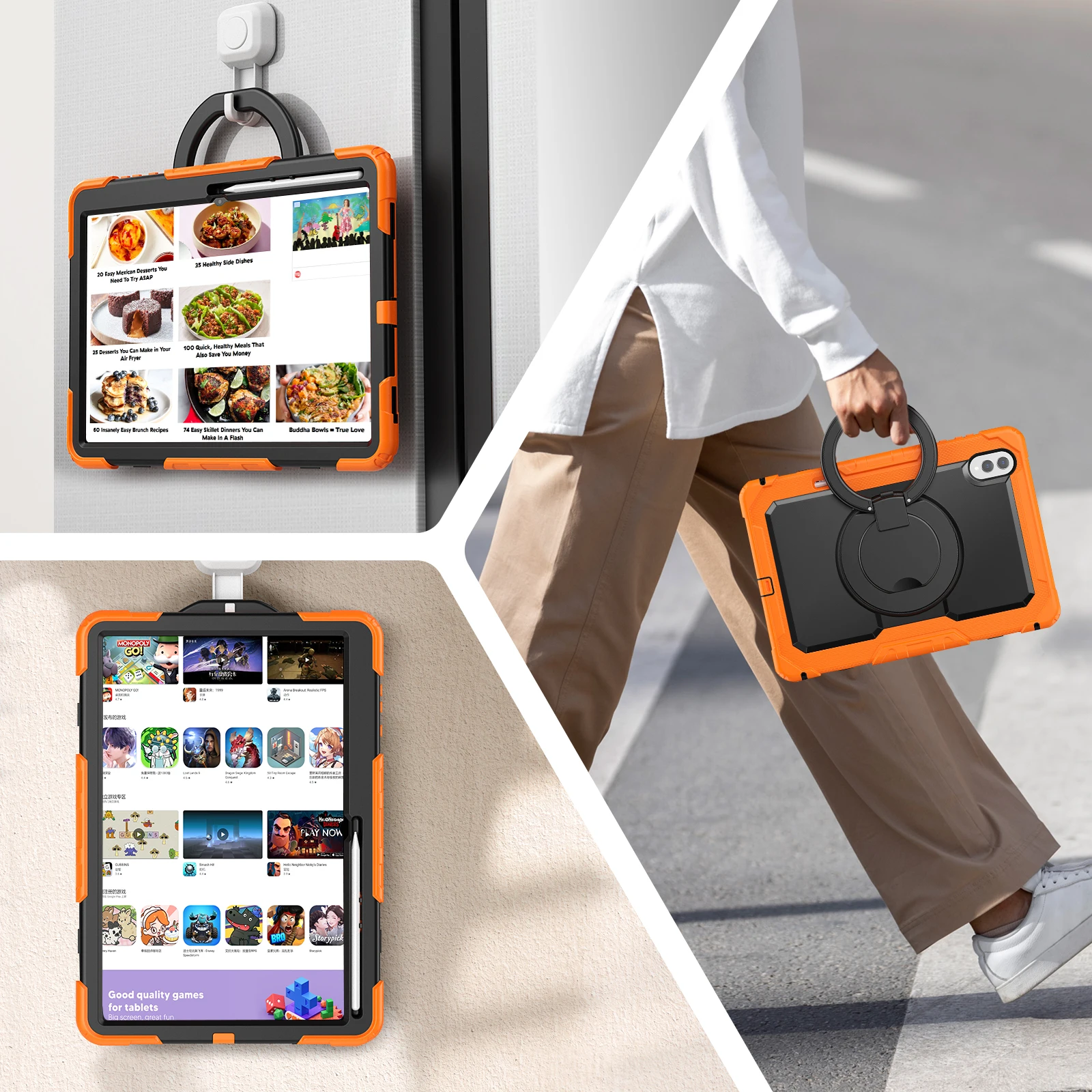 

Heavy Duty Case For Samsung Galaxy Tab S11 Ultra 2025 14.6inch SM-X930 X936 Rotating Stand Handle Grip Cover With Shoulder Strap