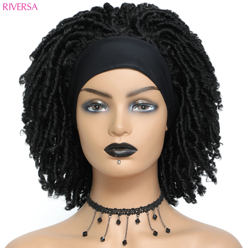 Faux Locs Crochet Braids Hair Headband Wigs Short Afro Goddes Locs Twist Wigs for Black Women Synthetic Soft Locks Headband Wigs