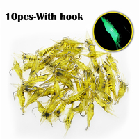 10 PCS【45mm/1.3g】Bionic lure Soft lure with hook Luminous shrimp soft lure Artificial fake bait Special bait for sea fishing