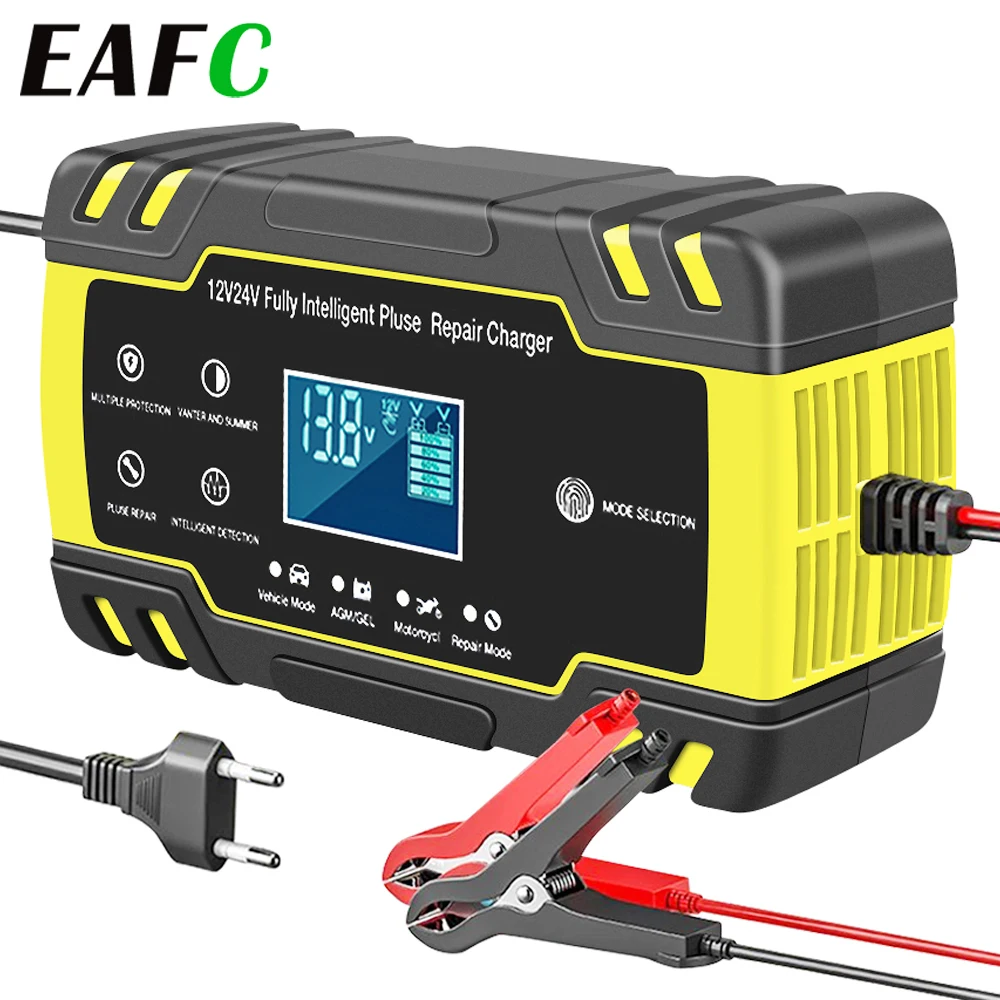 12V-24V 8A Full Automatic Battery-chargers Digital LCD Display Car Battery Chargers Power Puls Repair Chargers Wet Dry Lead Acid