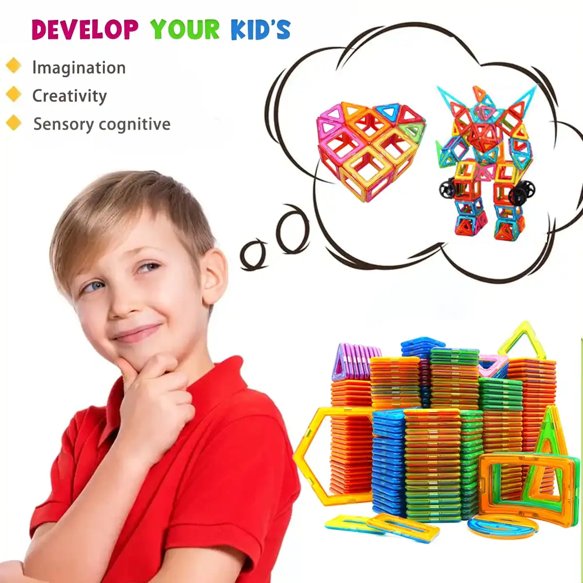 자석 블록 DIY 장난감, 소년과 소녀를 위한 디자이너 건설 학습 장난감, 생일 선물로 적합