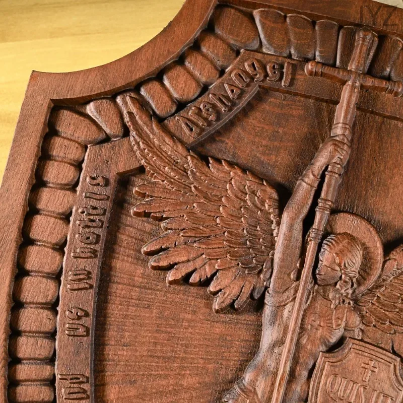 High Quality Religious Wood Carving Shield of Saint Family Hanging Statue Home Wall Hanging Decor