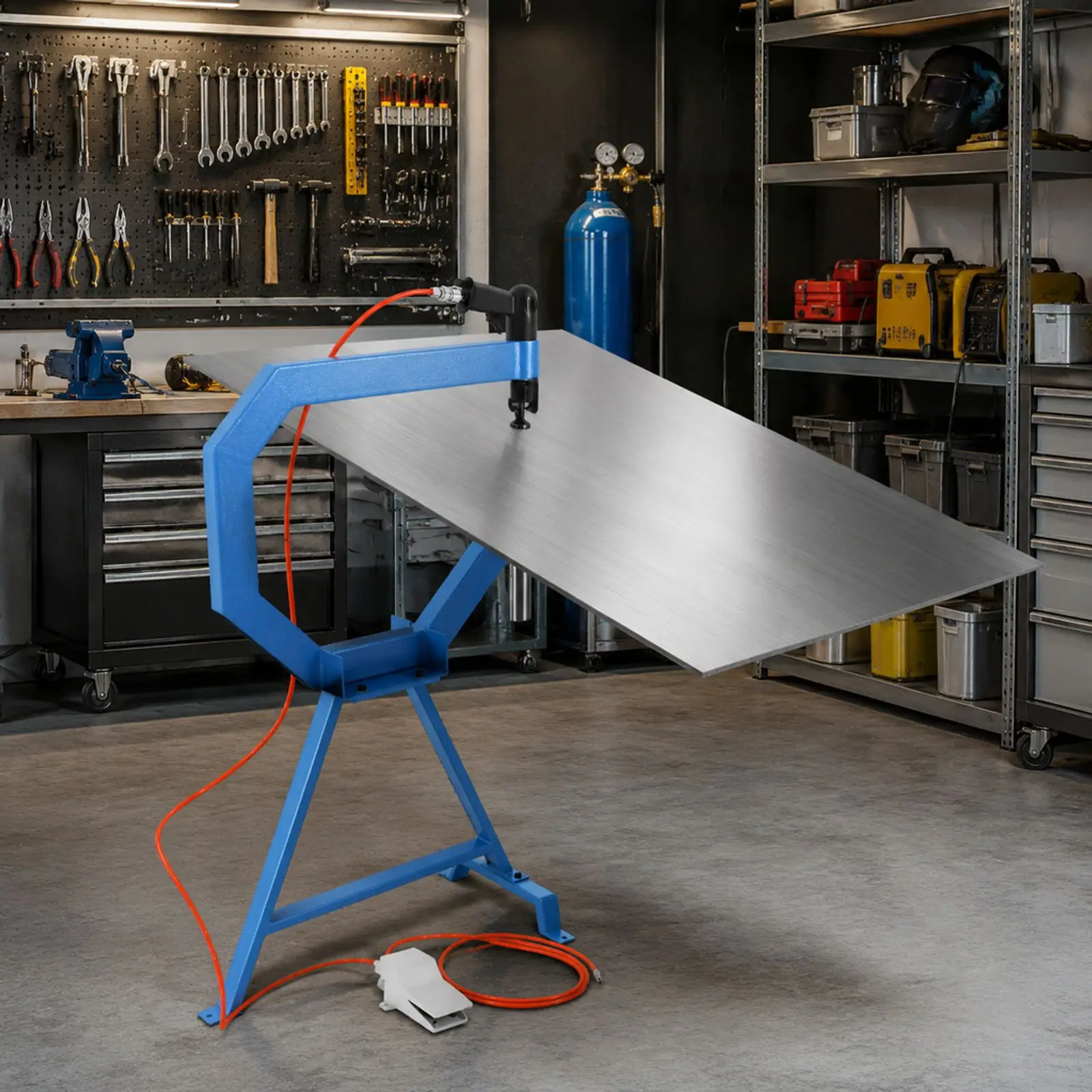 42lbs Metal Shaping Machine with Heavy-Duty Iron Frame, Pneumatic Smoothing Hammer for Steel and Aluminum Sheets