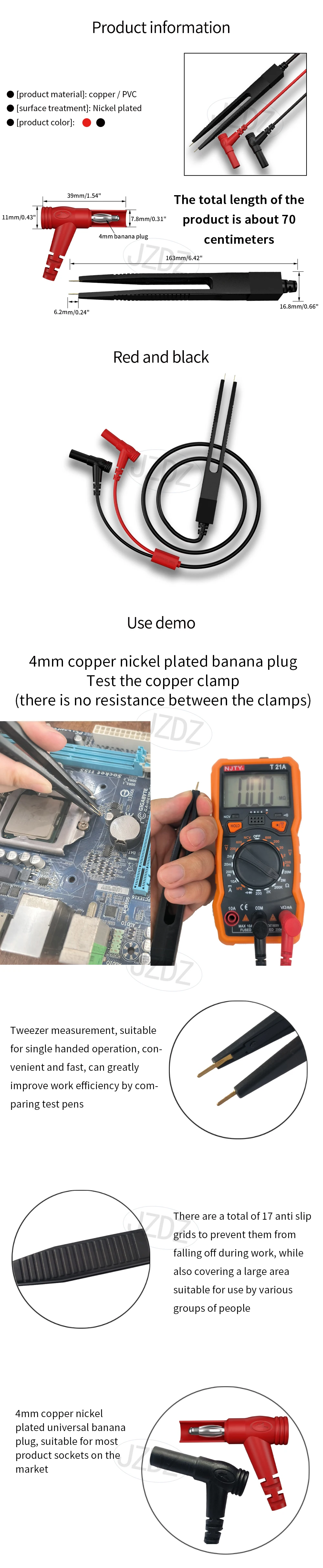 Jzdz smd lcr chip testclip kapazität induktor widerstand test clip meter bleis onde multimeter pinzette j.30050 – Detail 1