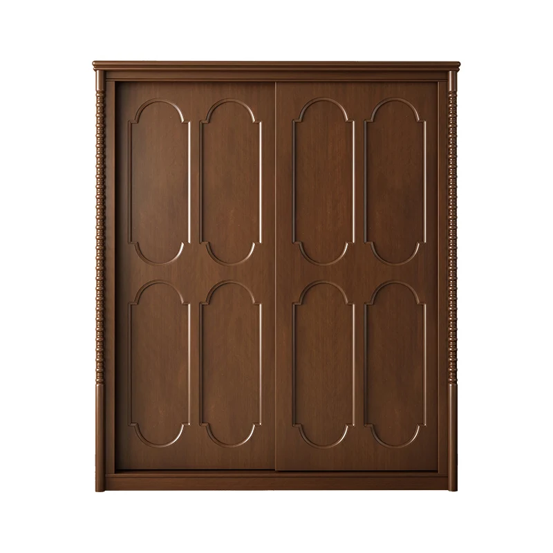 

Винтажный двухтактный шкаф, полный шкаф из цельного дерева, большой шкаф для хранения в спальне, орех