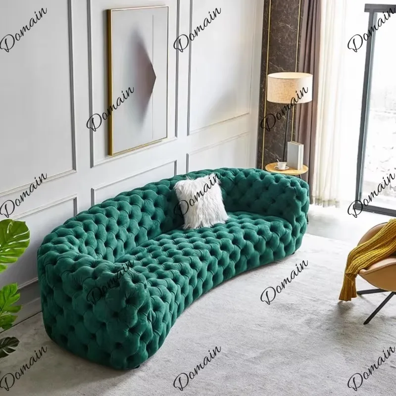 American light luxury modern arc designer pull buckle sofa small apartment villa high-end landing irregular