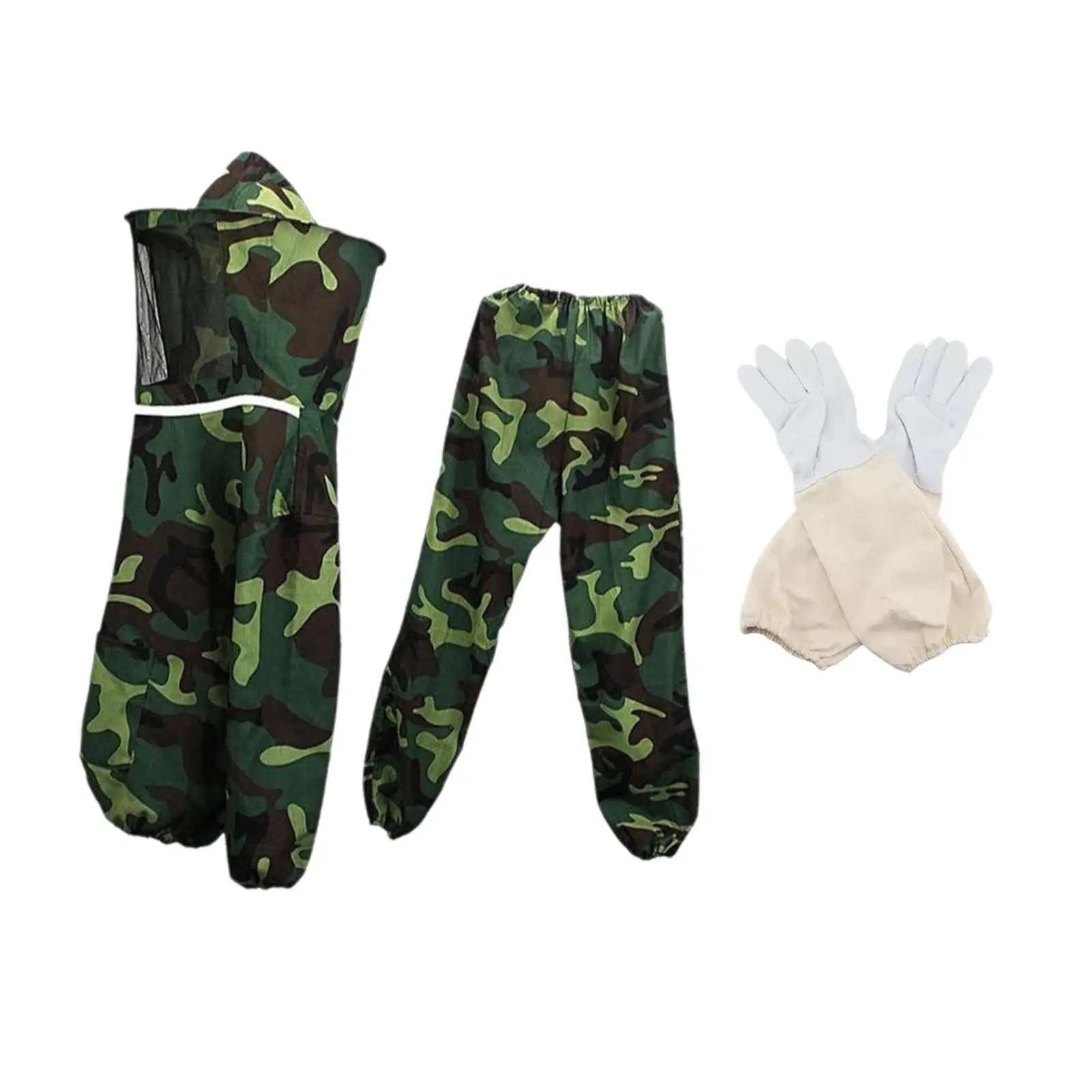 

Bee Suit Ventilated Mesh Hood Outfit and Gloves Beehive Tools Beekeeper Jacket