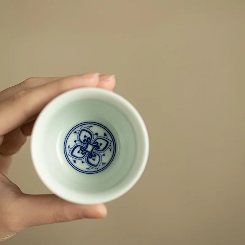 Oriental Retro Ceramic Teacup Treasure Floral Motif For Home Guest Entertainment Personal Kung Fu Tea Table Decor Use