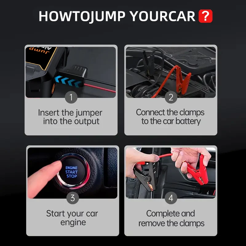 PAIVIROKU Car Jump Starter with Air Compressor 6000A Battery Booster 150PSI Air Pump 20000mAh (10.0L Gas/8.0L Diesel) Power Bank