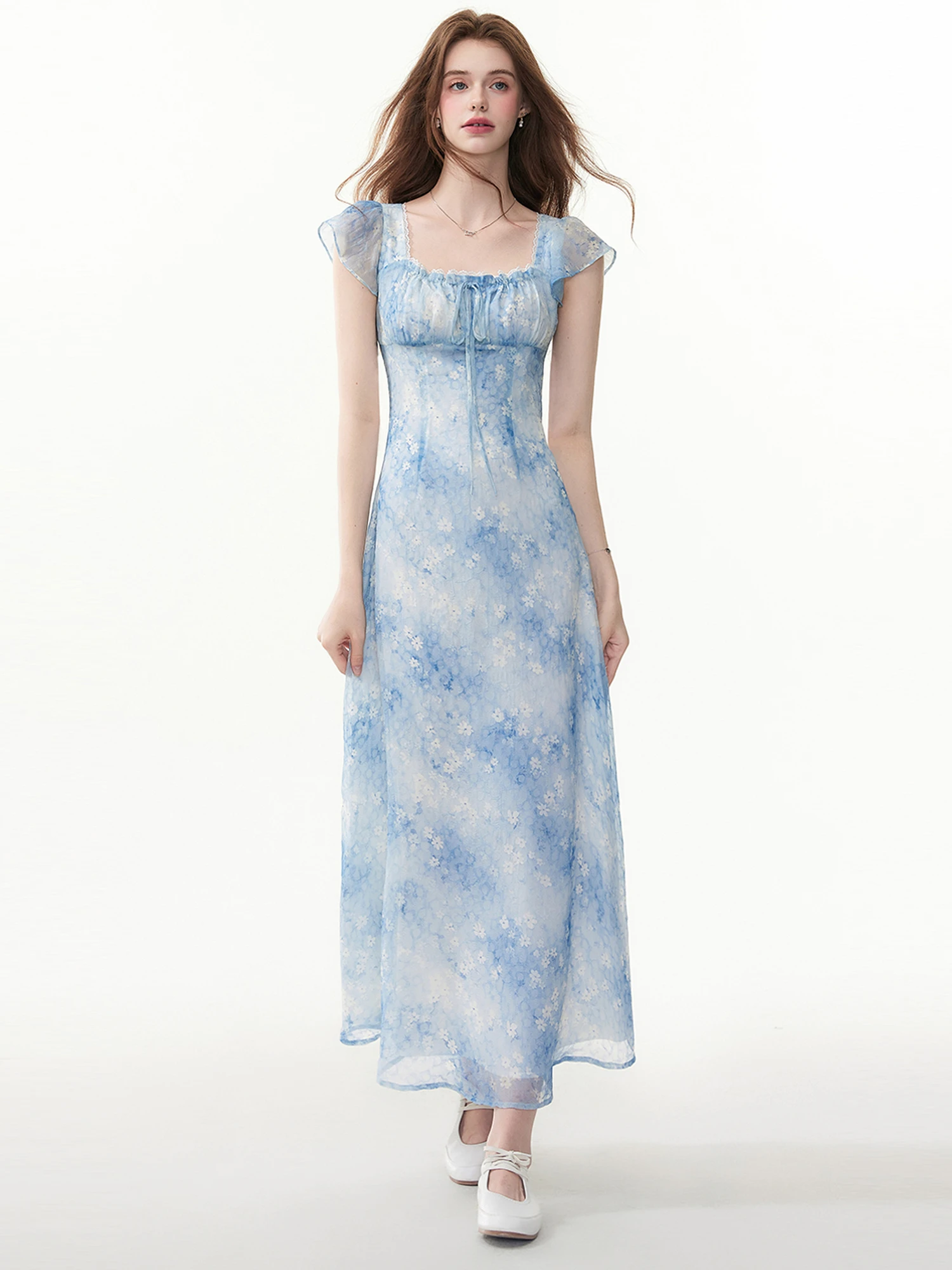 

Cindral Summer 2025 Women's A-Line Dr Slimming Waist Design High-End Feelings Polyester Material ort Sve Long Dr