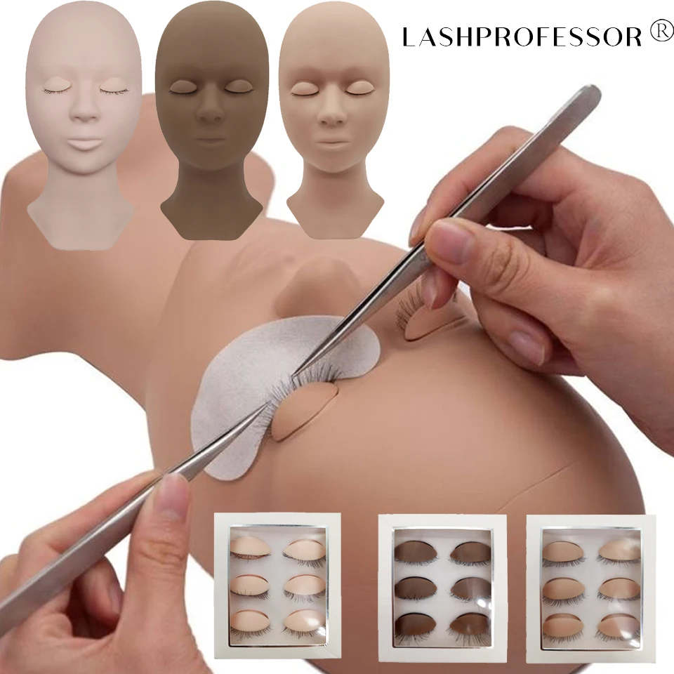 

Silicone Mannequin Head Training Kit for Eyelash Extension with Removable Eyelids Gel Material Cosmetic Model Heads Makeup Tools