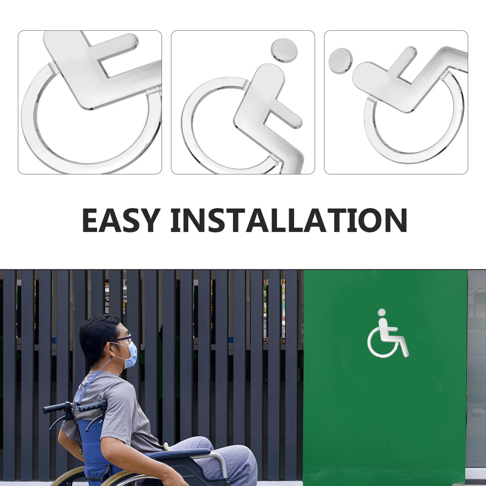 Disabled Wheelchair Restroom Sign Toilet Sign Plate High Grade Material Simple Installation for Public Facilities