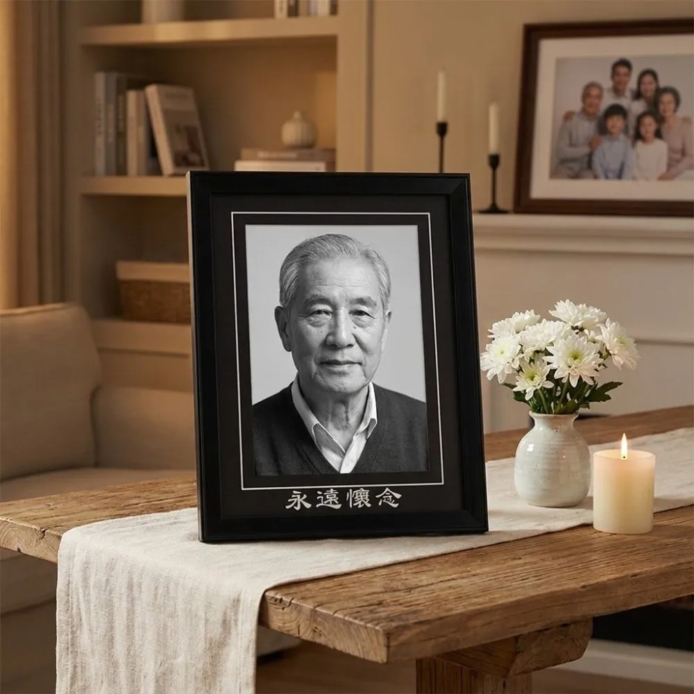 Nostalgic Style Rectangular Memorial Photo Frame Deceased Vintage Picture Storage Frame Classic Wooden Photo Frame Wall Mounting