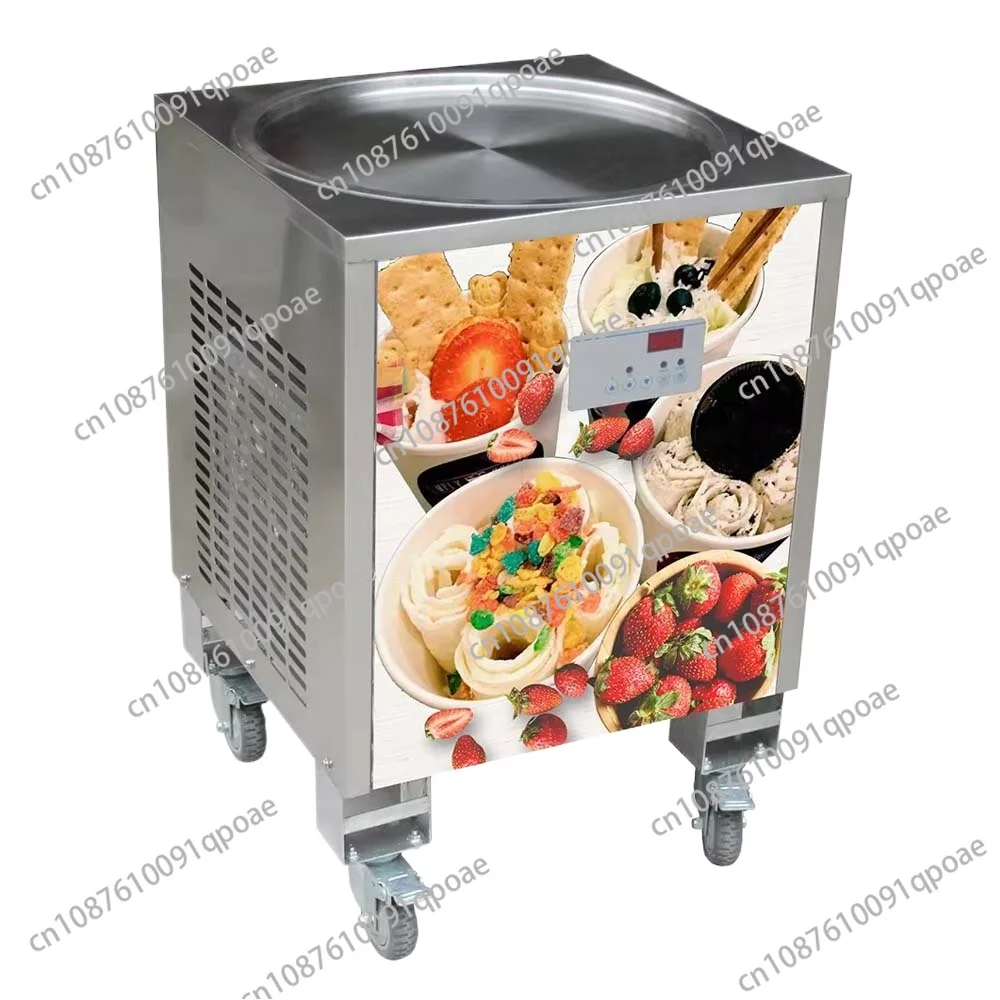for XEOLEO Thailand Fry Ice Machine for Roll Ice Cream Maker 50CM 800W Yogurt Ice Cream Maker R410A Refrigerant Round Pot