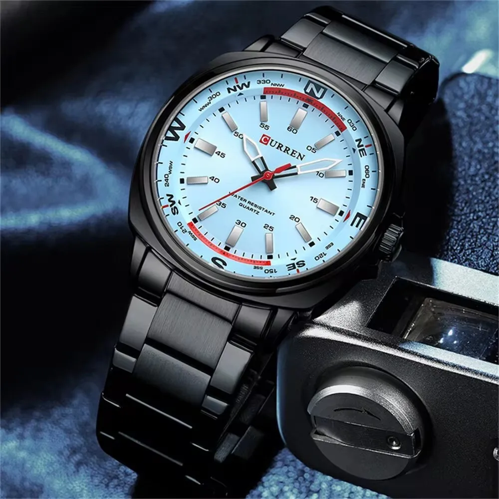 CURREN 8455 Brand Men\'s Quartz Watches Stainless Steel Strap Waterproof Best Unique Business Design Round Clock Watch For Men