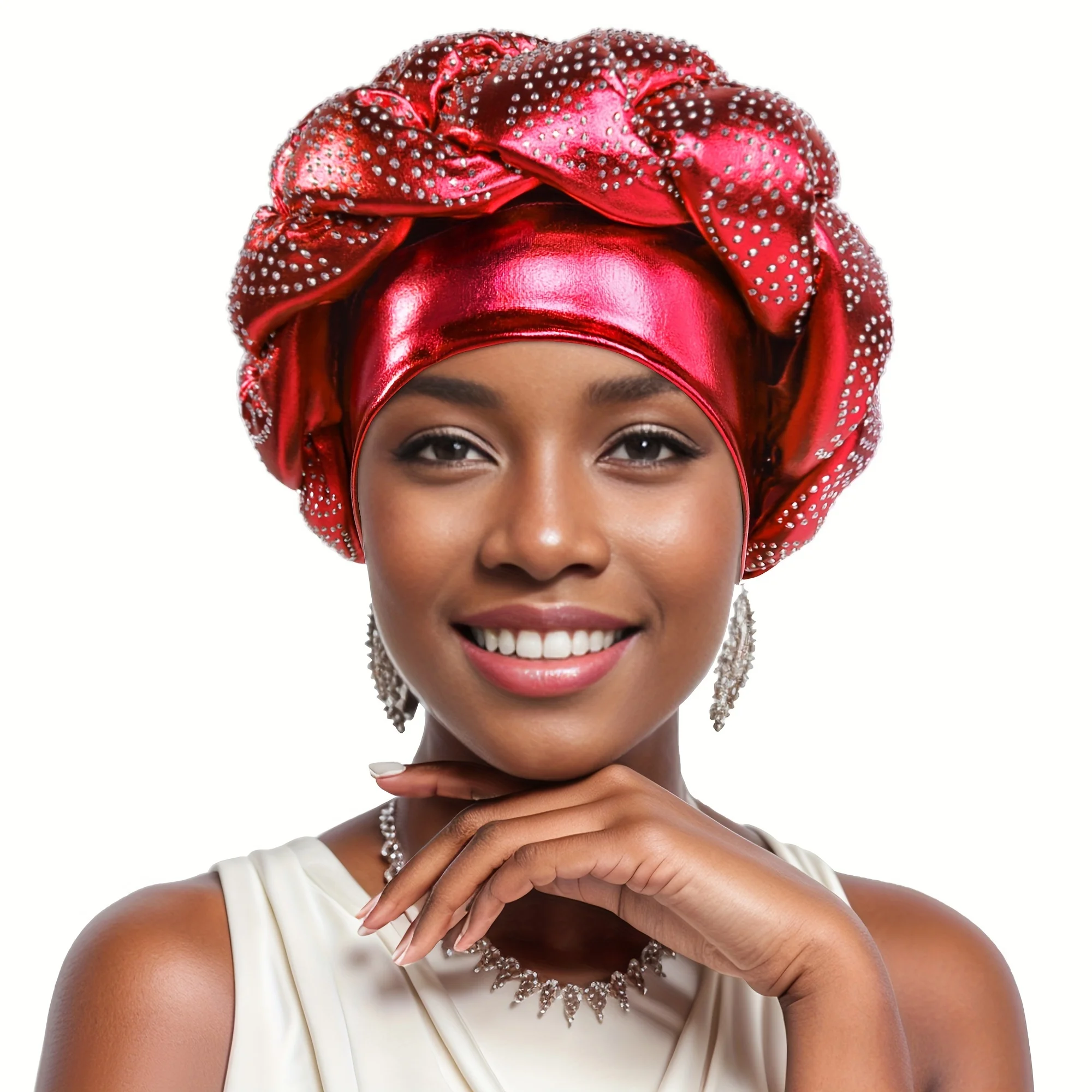 Women\'s Turbans African Style Exaggerated Style Laser Hot Gold Scarf Hat Big Braid Fried Dough Twists Fashion High-end Daily Hat