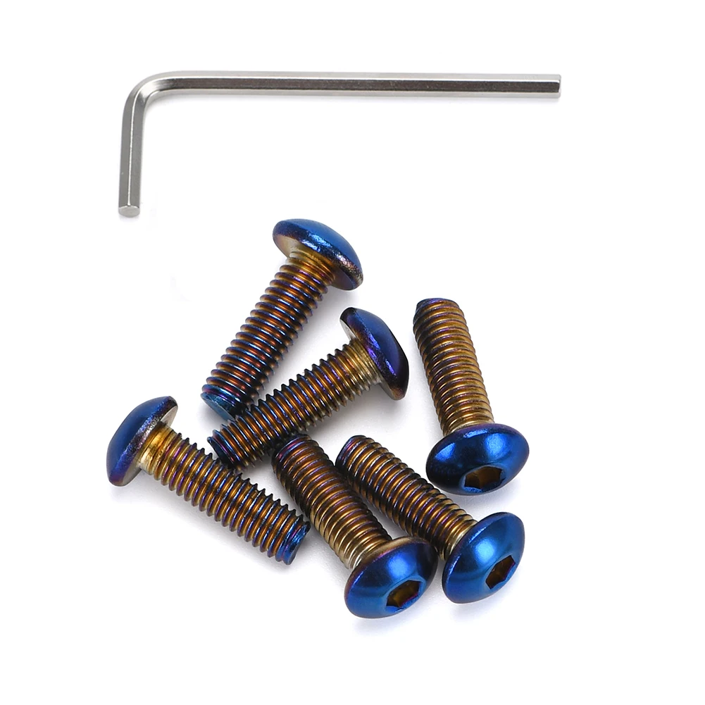 6pcs/set Aluminum Burnt Titanium Blue Car Racing Sport Steering Wheel Bolts Screw