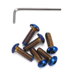 6pcs/set Aluminum Burnt Titanium Blue Car Racing Sport Steering Wheel Bolts Screw