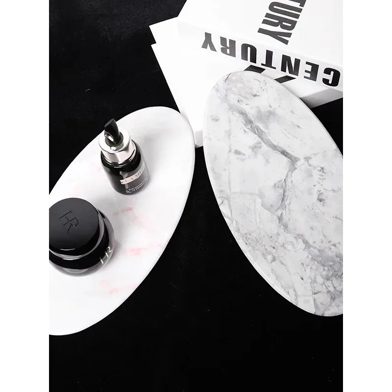 European Style Modern Light luxury Home Use Living Room Ornaments Marble Pallet Bathroom Toiletries Decoration Storage Tray