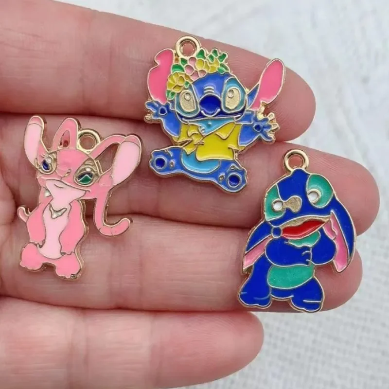 10pcs Alloy Drops Animal Disney Stitch Charm Pendant Necklace Keychain DIY Handmade Keychain Necklace Cute Earring charms