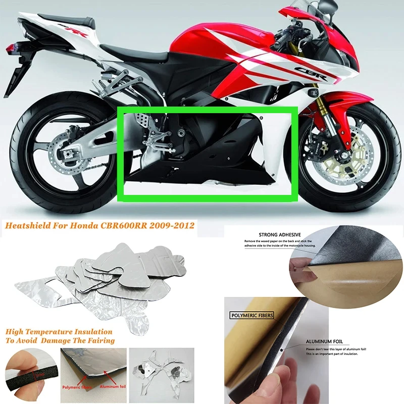 For Honda CBR600RR 2009-2012 CBR600 RR Pre-Cut Heat Shield Fairing Melting Protection Engine Insulation Sponge Moto Accessories