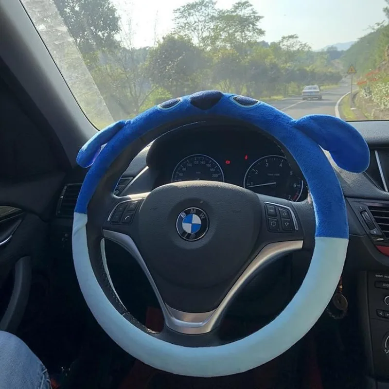 ديزني ستيتش غطاء عجلة قيادة السيارة أنيمي فور سيزونز العالمي المضادة للانزلاق امتصاص العرق غطاء حماية عجلة القيادة