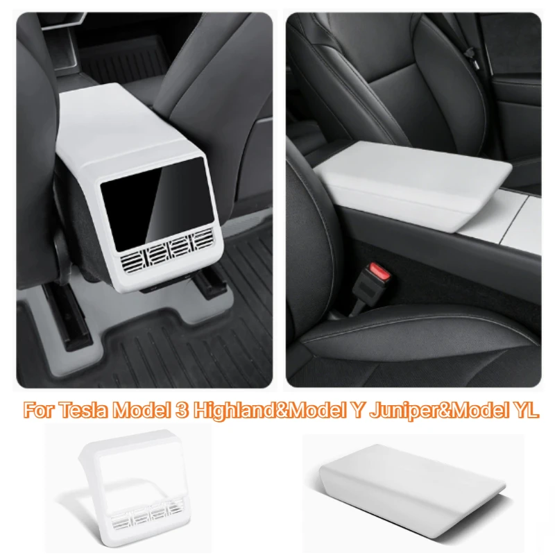 For Tesla Model 3 Y YL 2025 2026 Silicone Rear Screen Air Outlet Cover Armrest Cover Waterproof Interior Protective Accessories