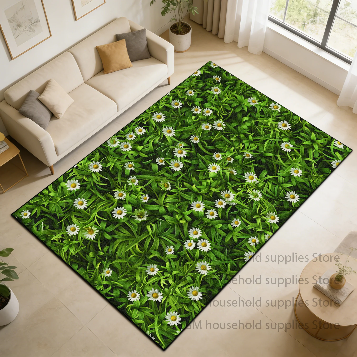 3D Green Plant Pattern Carpet Retro Living Room 3D Home Decoration Rugs Bedroom Non-slip Customizable Floor Mats Easy cleaning