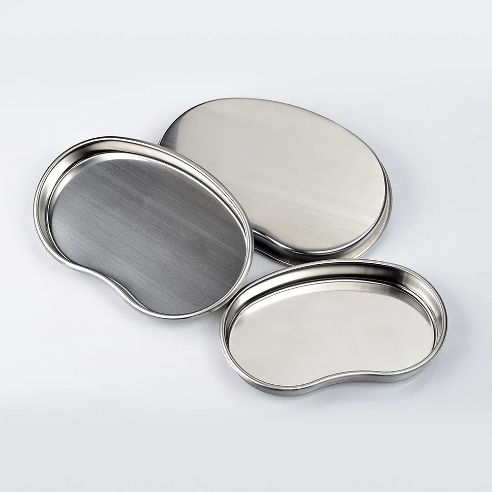 1pc Stainless Steel Kidney Shaped Sterilized Tray Surgical Plate Cosmetic Tattoo Accessory 185/200/215mm Container Easy Clean