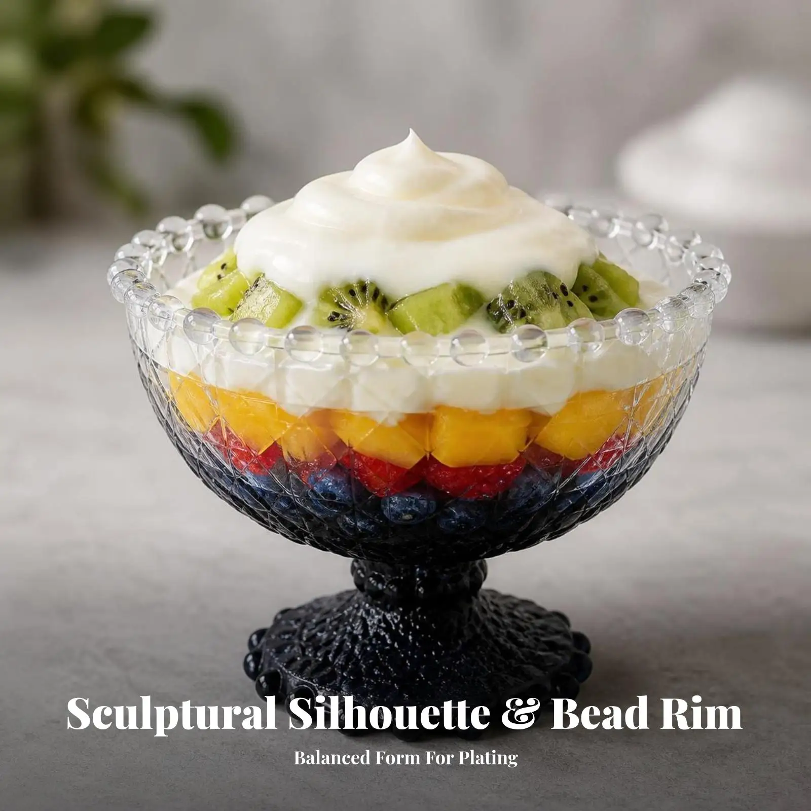 Dessert Cup with Beaded Rim Sturdy Ice Cream Cup with Foot Long-Lasting