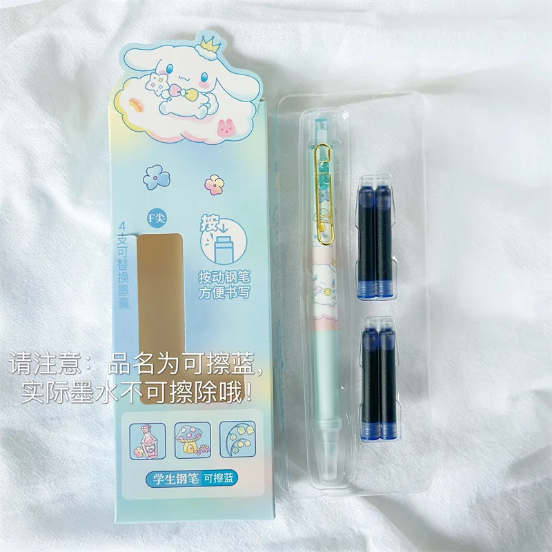 Imagem -04 - Sanrio Fountain Pen Grupo Olá Kitty Kuromi Cinnamoroll Canetas Estudante Tinta Substituível Material Escolar Escritório Papelaria Pcs 18 Pcs