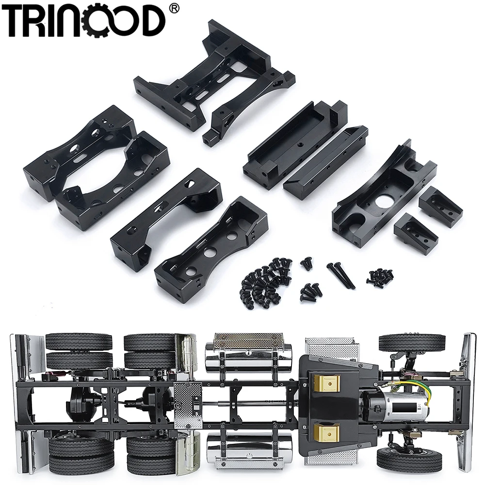 TRINOOD Metal Cross Beam Kit Front/Middle/Tail Beam for 1/14 Tamiya King Hauler RC Tractor Truck Trailer Upgrade Parts