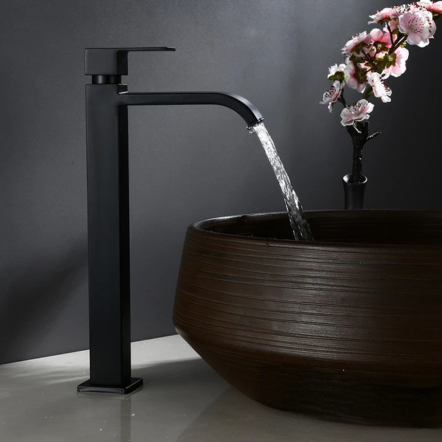 

Black Metal Waterfall Faucet, Tall Basin Faucets, Cold Water Tap, Torneira Stainless Steel, Bathroom Sink Washing Tap, House