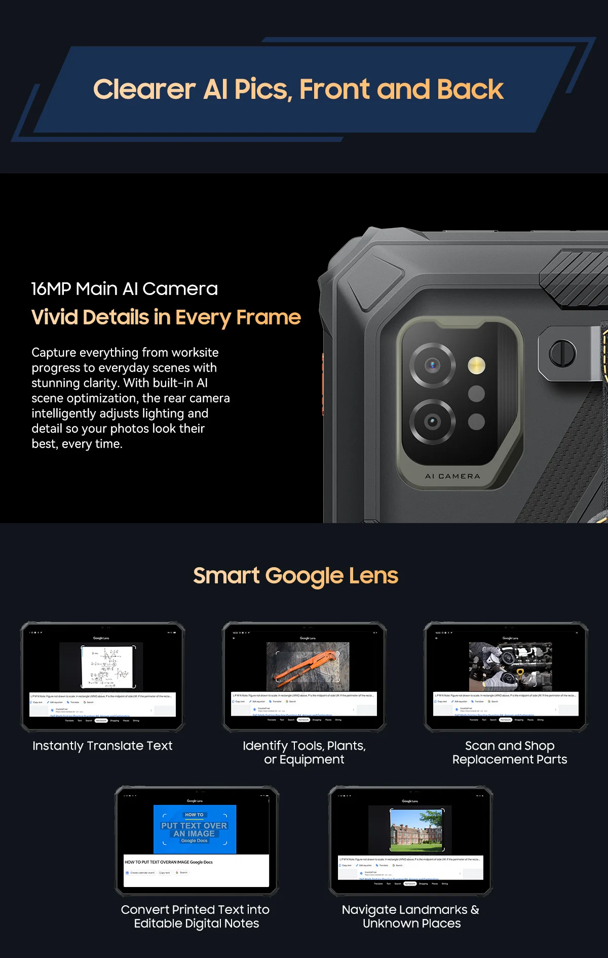 BlackView Active 7 11'' Rugged Tablet [charger not included]Android 15 24GB(8GB+16GB)+128GB Night Version IPS 10000mAh 45W NFC