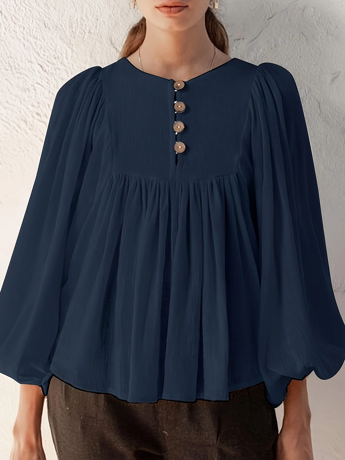 

Muslim Womens New Style Japanese Korean Simple Plus Size Loose Waist Pleated Shirt Collar Top Blouse Chiffon Fashion