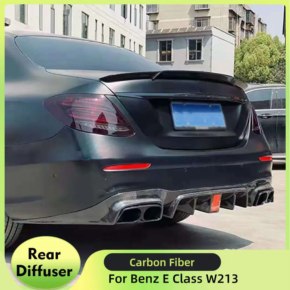 

For Mercedes-Benz E Class W213 E250 E350 E400 E43 AMG E63 AMG Sport 2016-2018 Carbon Fiber Rear Bumper Diffuser Spoiler