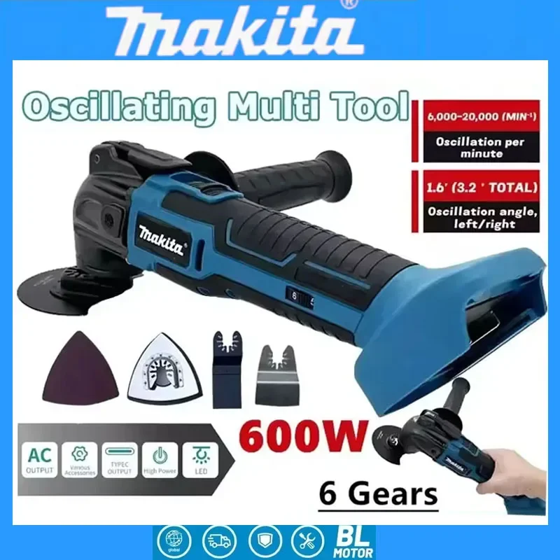 

Электрическая пила-триммер Makita 20000 об/мин для резки дерева, электроинструмент для аккумуляторов 21В/18В, 600Вт, осциллирующий многофункциональный инструмент