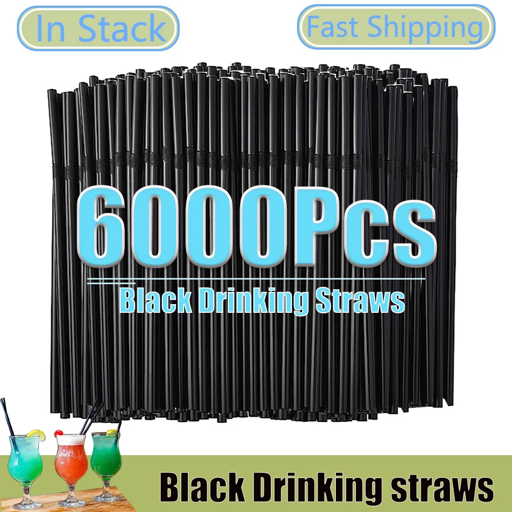 50-6000Pc Colorful & Black Drinking Straws Wedding Party Milk cocktail Tea Straw for Bar Kitchen Beverage Home Wholesale Straws