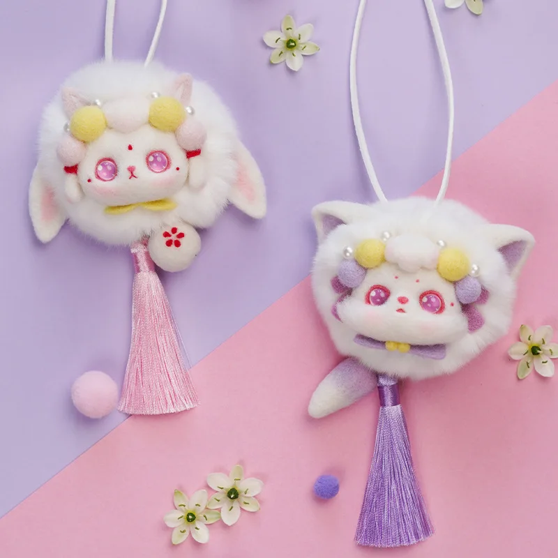 

Подвеска с мультяшным кроликом своими руками, шерстяной фетр, набор материалов для рукоделия Poke Fun, креативный подарок, подвеска для куклы, шарик из меха кролика