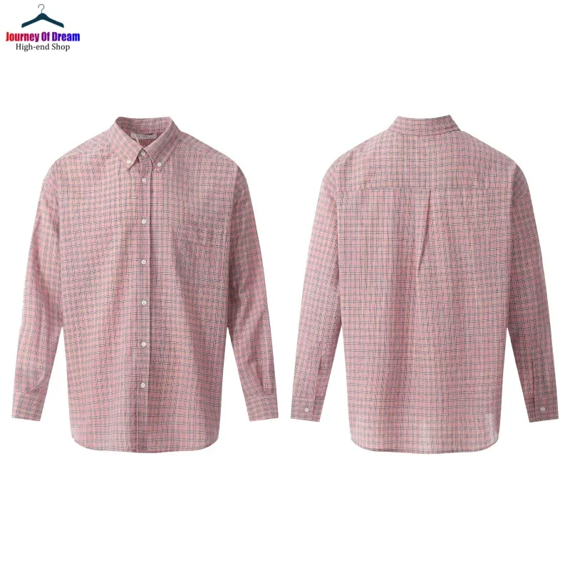 

Pink Plaid Our Legacy Long Sleeve Shirt Street Mens Womens High Quality 1:1 Shirt Loose Blouse With Tags