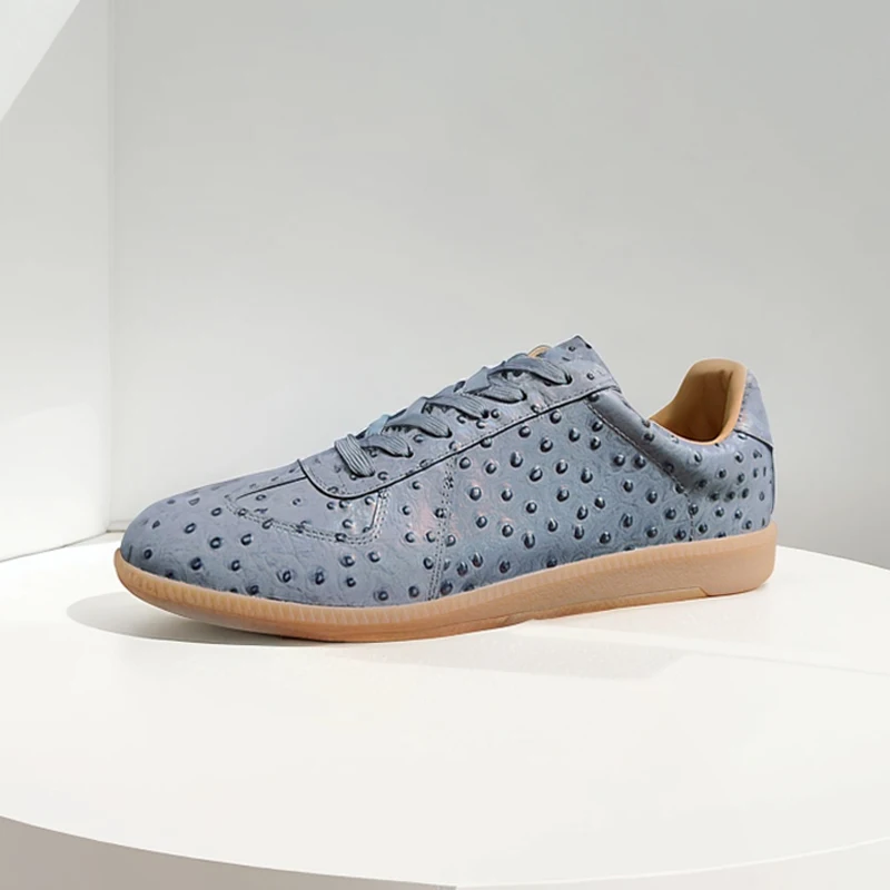 

Leather Flats Men's Genuine Leather Round Toe Lace-up Daily Casual Shoes Luxury Flat Business Sneakers Handmade