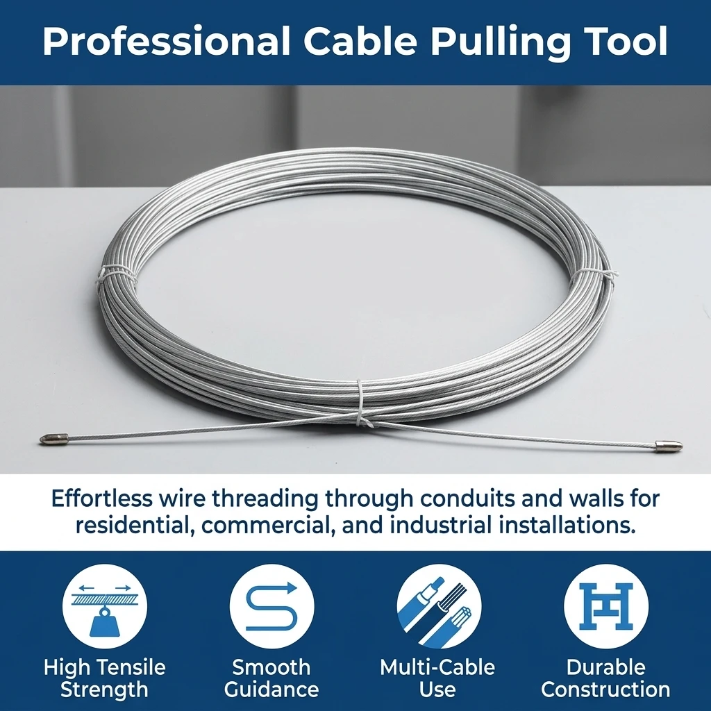 Cable Puller Alloy Steel Wire Threader Professional Fishing Tool for Wall Conduit Wiring Electrician Fiber Optic Durable