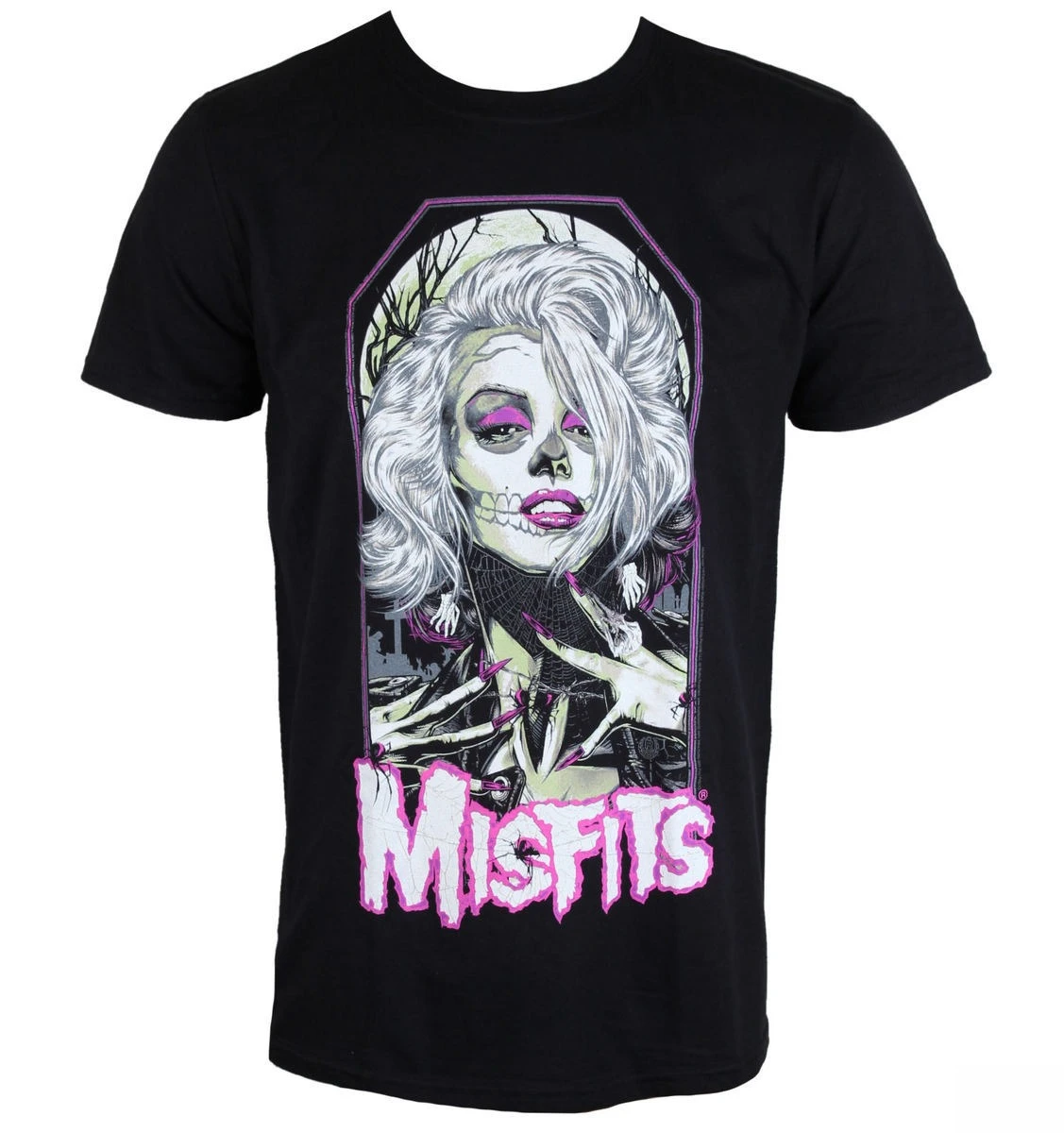 Misfits - Classic Fiend Skull Art Pattern Horror Punk Band T-shirt Casual Street Style T-shirt Suitable for Both Men and Women