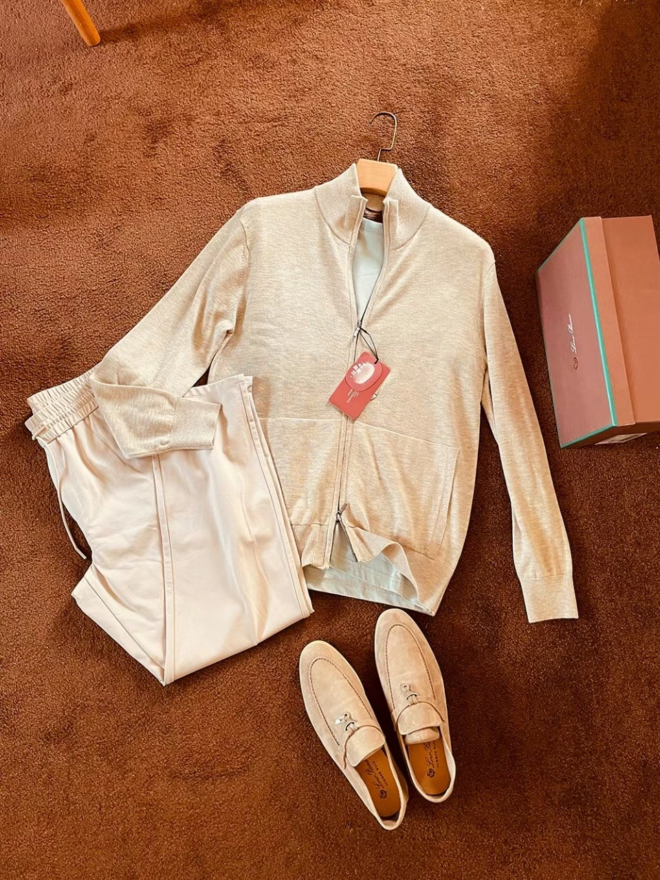 

Итальянский люксовый мужской винтажный вязаный кардиган на молнии из смесовой шерсти, модный городской стиль, с длинными рукавами, теплый, дышащий